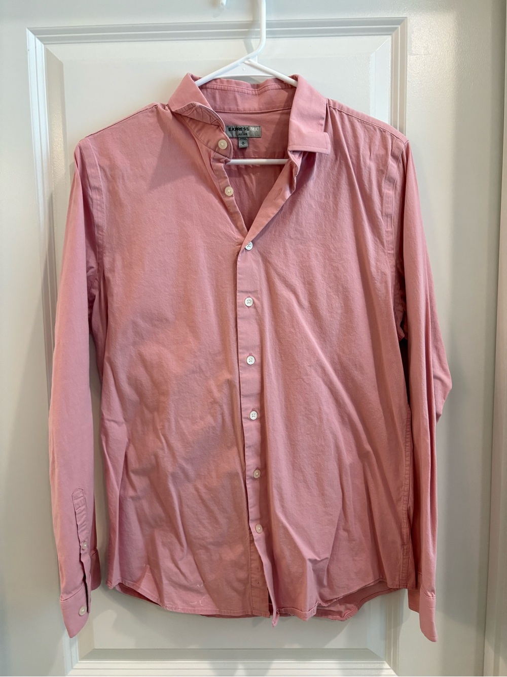 Express Men's Soft Pink Long-Sleeve Button-Up Shirt